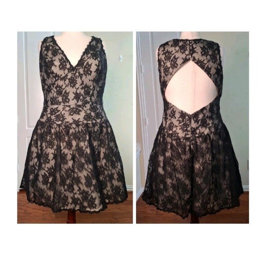 Sorella Vita Black Lace Fit Flare Dress 20 Open Back Dark Romantic Whimsigoth